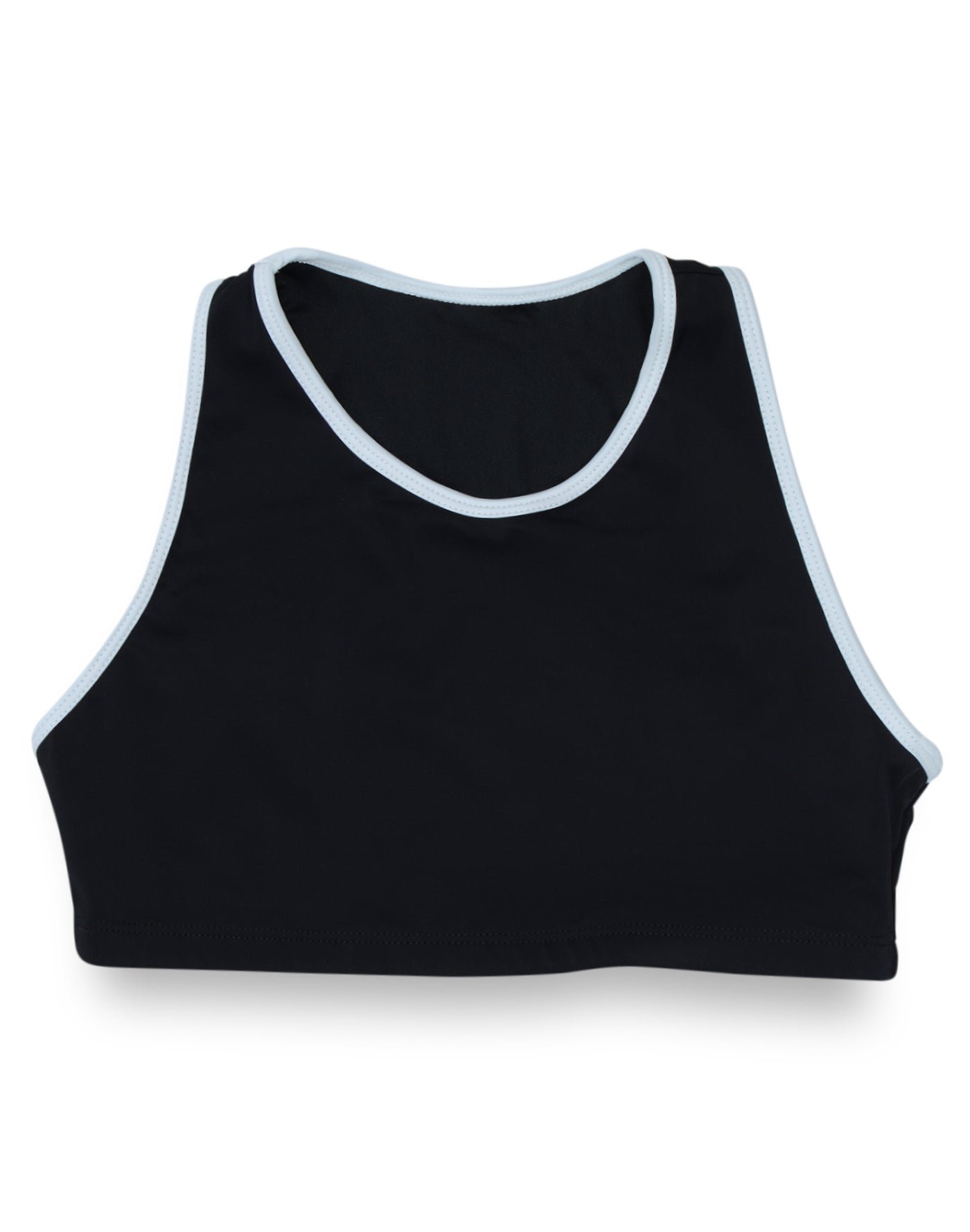 Outplay Swimmee mid-drift compression swimwear top in black front view