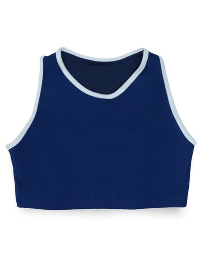 Outplay Swimmee mid-drift compression swimwear top in navy front view