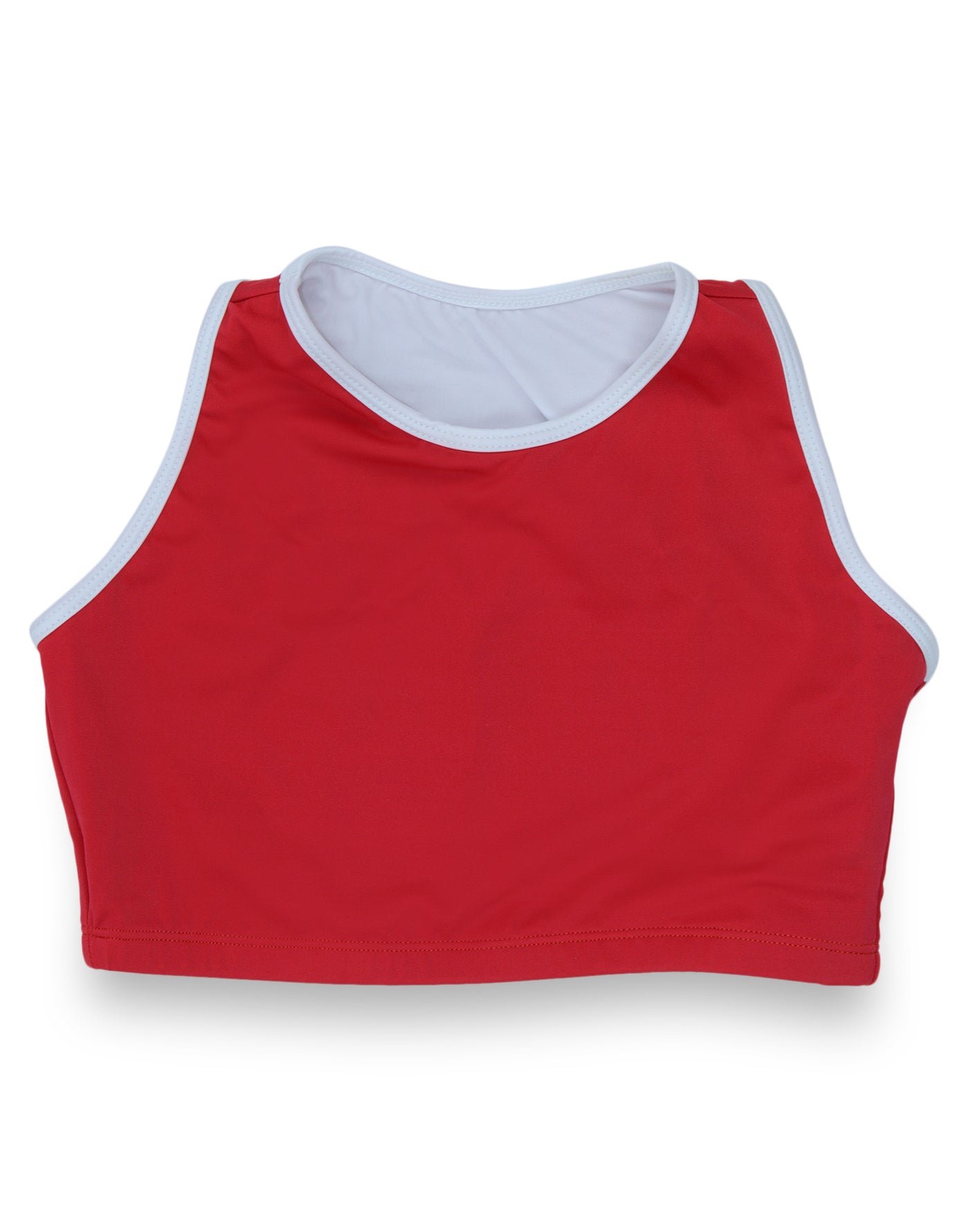 Outplay Swimmee mid-drift compression swimwear top in red front view