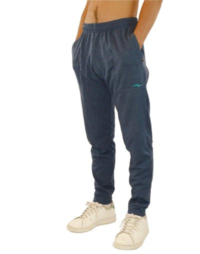 Outplay_ Manastara blue branded gender neutral jogger pants on model 