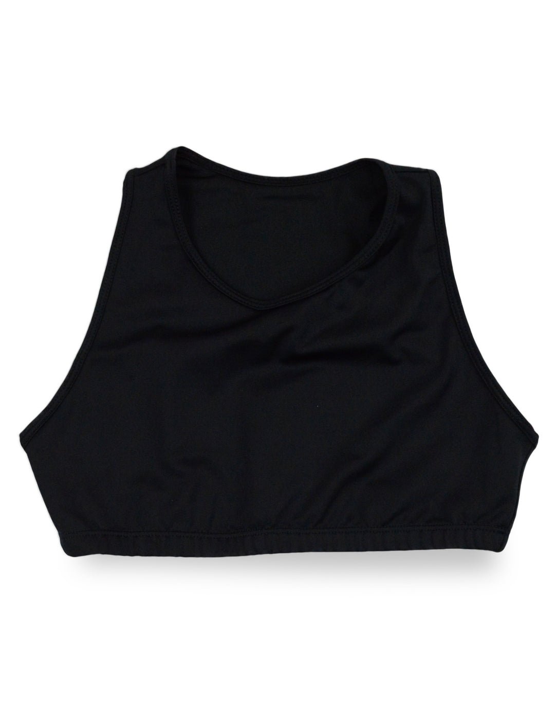 Outplay Swimmee Solid compression swimwear top in black front view